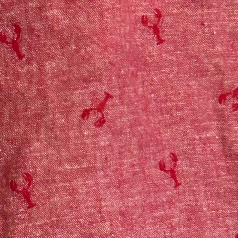 Tenth + Ocean Linen Blend Shorts Pink Lobster or Crawfish Print Size 40